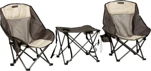 Lippert Baja Overlanding 3-Piece Chair & Table Set, 600-Denier Polyester Folding Chairs, Dual Cupholders, Innovative Scoop for Ultimate Comfort, Fold-up Convenience - 2022114831