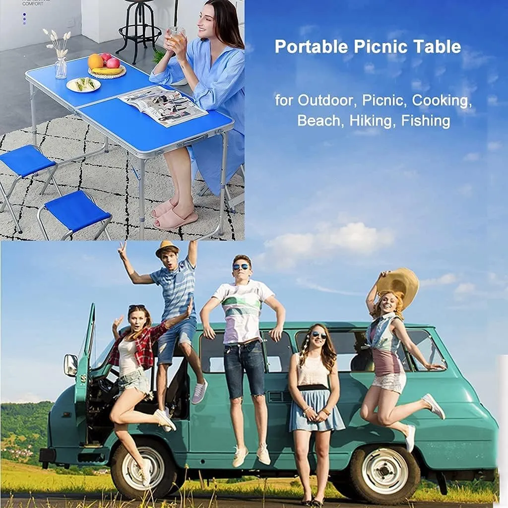 LJYT Portable Outdoor Picnic Folding Table with Adjustable Height,Portable Camping Side Tables with Aluminum Legs for Outdoor, Picnic, Cooking, Beach, Hiking, Fishing
