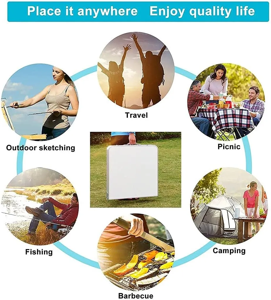 LJYT Portable Outdoor Picnic Folding Table with Adjustable Height,Portable Camping Side Tables with Aluminum Legs for Outdoor, Picnic, Cooking, Beach, Hiking, Fishing