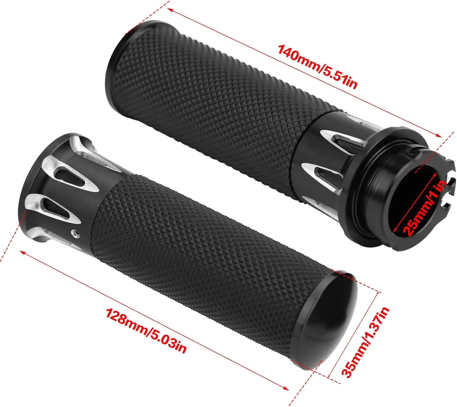 LKV Motorcycle Grips 1 Inch/25mm Universal Motorcycle Handlebars Grips with Cable Throttle for Harley Davidson Honda Kawasaki Suzuki Yamaha Dyna Sportster 883 1200 Road King Softail Street Glide
