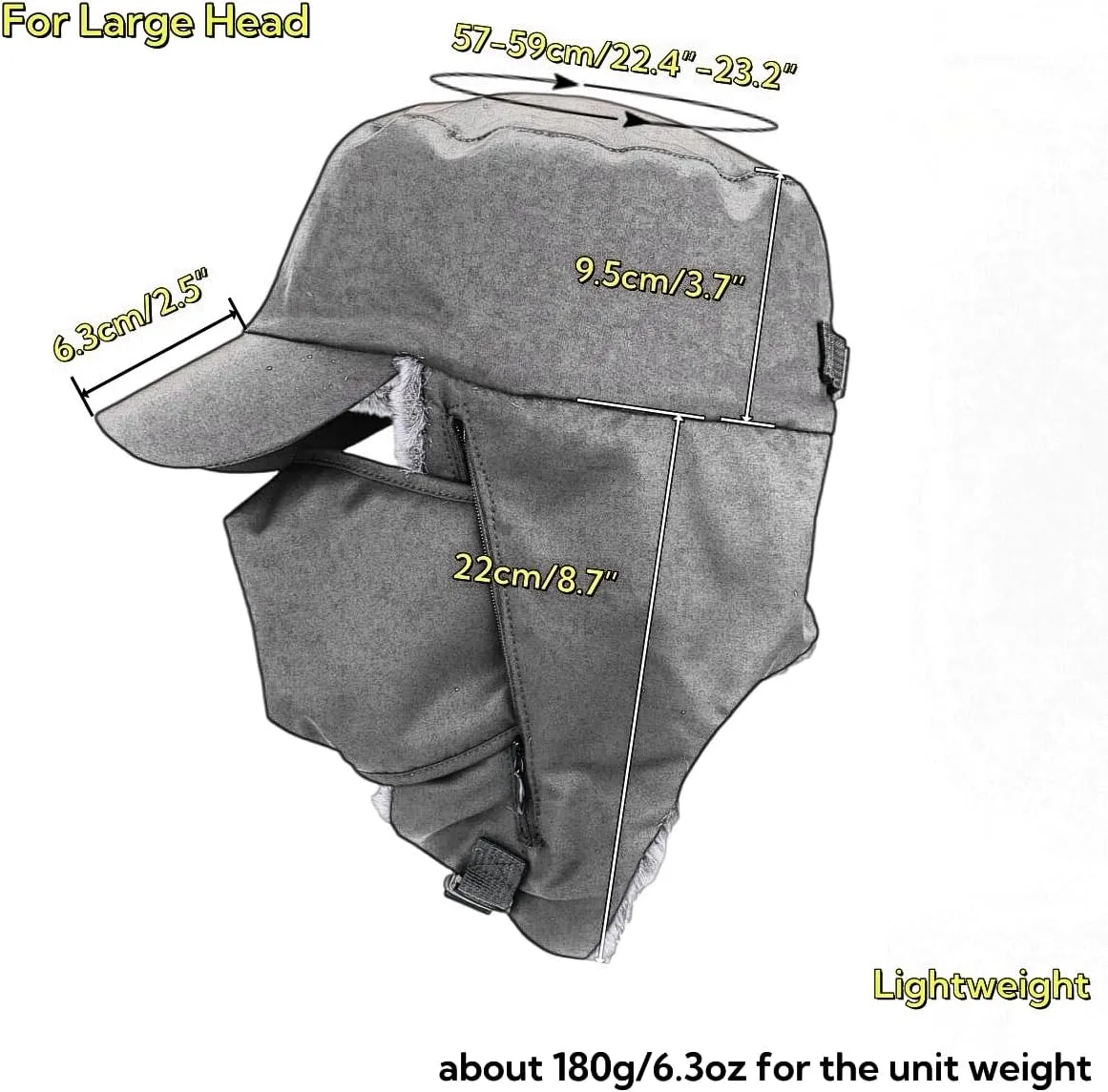 LLmoway Trapper Hat Warm Faux Fur Winter Cap with Ear Flaps Windproof Waterproof Snow Ski Hats for Men Women Cold Weather
