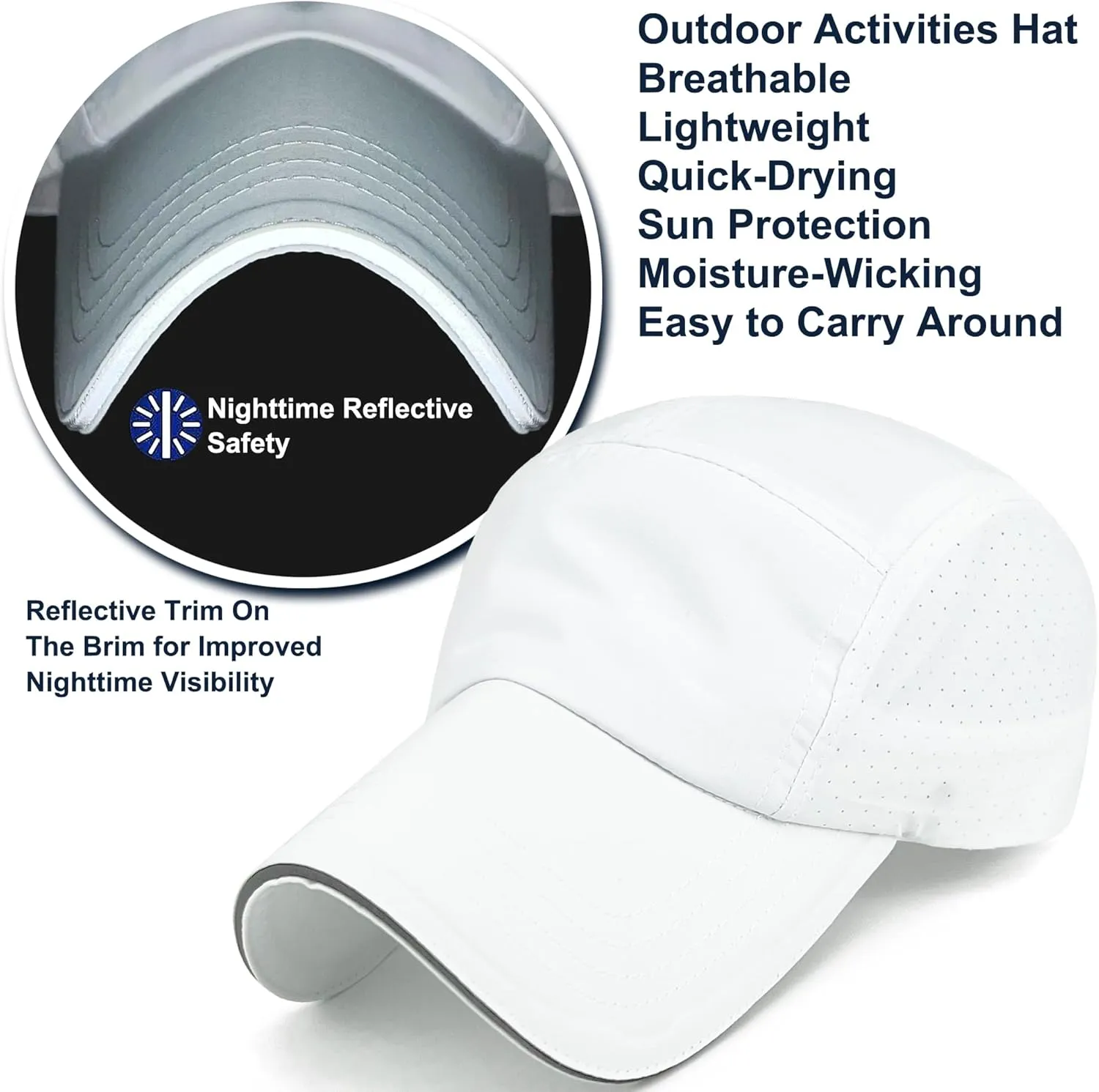 Loneshark Oversized XXL Reflective Men Quick Dry Hat Lightweight Sun Cap for Running/Golf/Baseball Women Breathable Mesh Cap