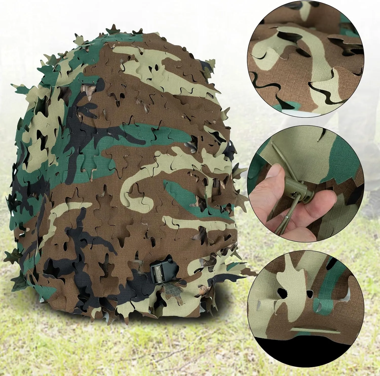 LOOGU Tactical Backpack Cover, Breathable Mesh Camo Camouflage Pack Cover Great for Tactical Military Gear Combat (Backpack Not Included)