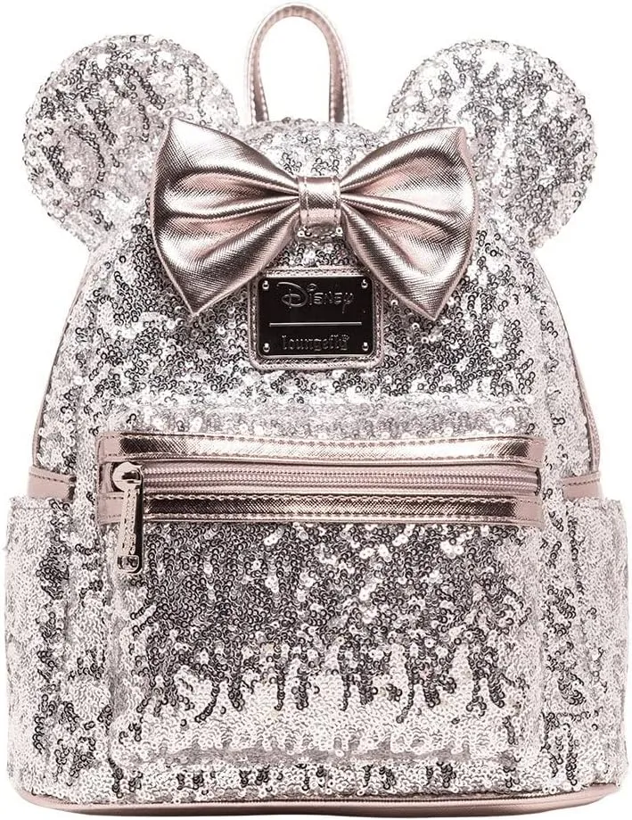 Loungefly Disney Minnie Mouse Silver Sequin Mini Backpack