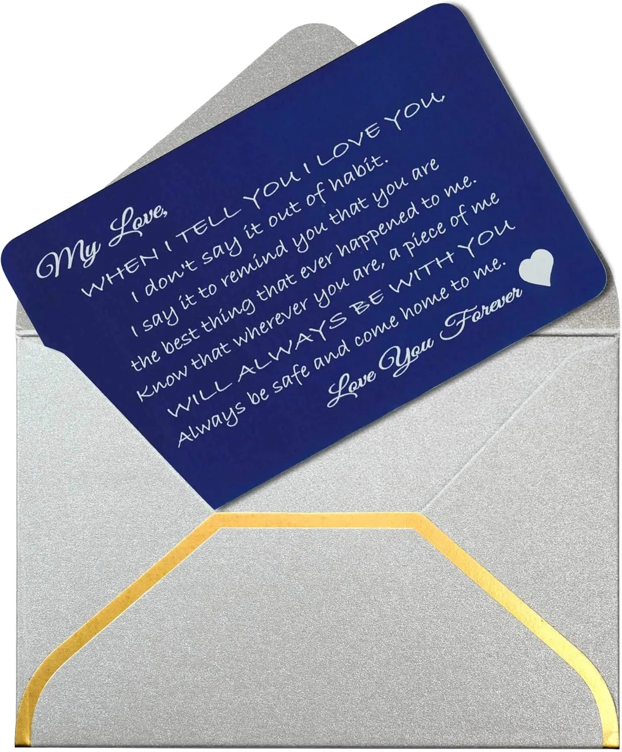 Love You Forever Personalized Photo Text Engraved Wallet Note Card Husband Wife Groom Bride Gift