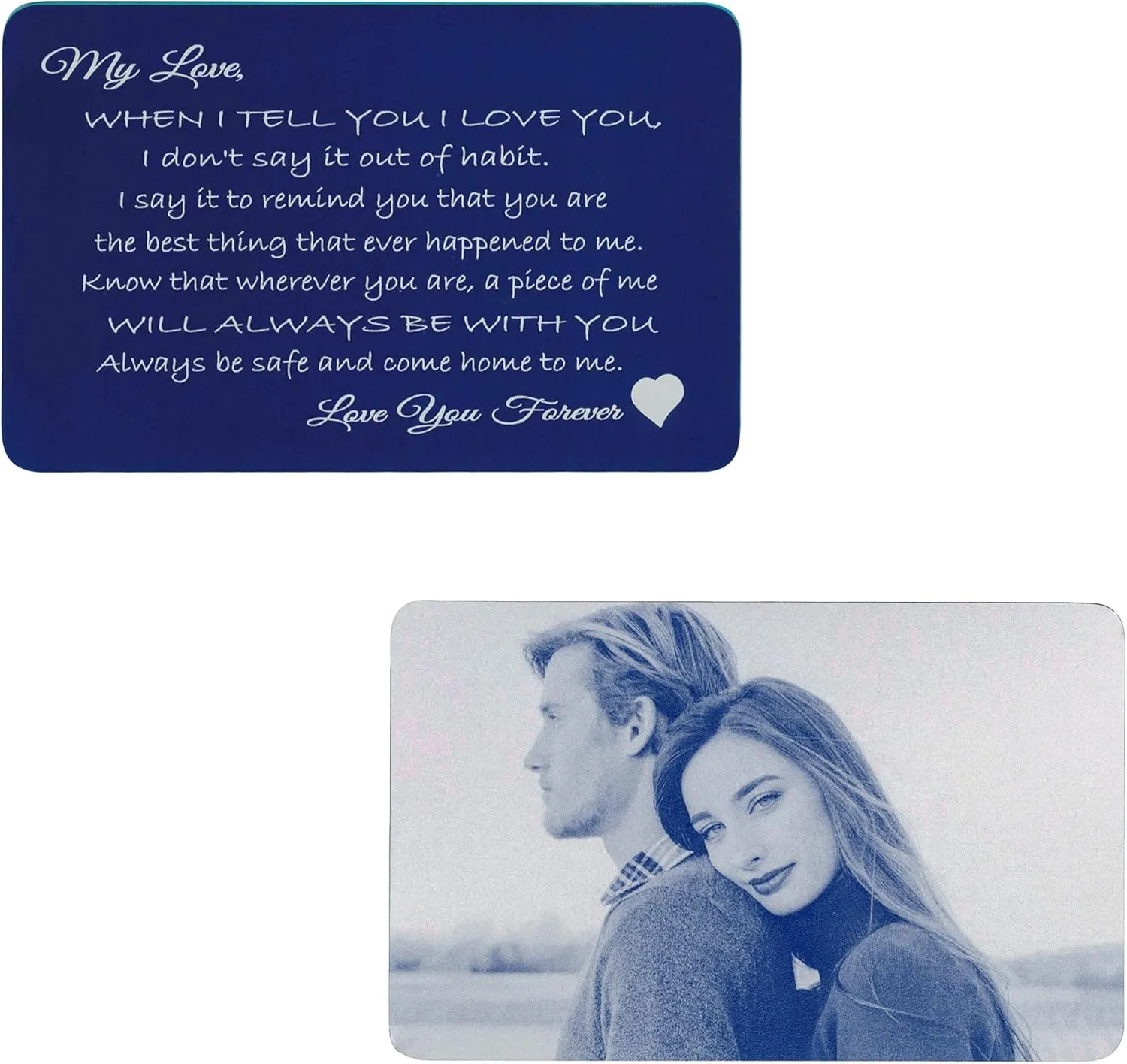 Love You Forever Personalized Photo Text Engraved Wallet Note Card Husband Wife Groom Bride Gift