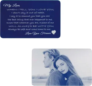 Love You Forever Personalized Photo Text Engraved Wallet Note Card Husband Wife Groom Bride Gift