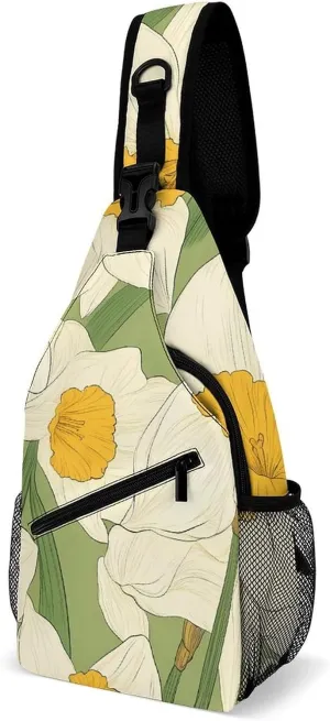 Lucky Daffodils Casual Sling Bag Backpack Travel Shoulder Chest Crossbody Bags Adjustable Daypack Unisex
