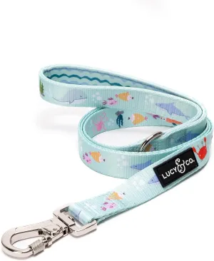 Lucy & Co. Designer Dog Leash - Pet Accessories - Thick Dog Leash - Padded Handle for Comfort - Purple with Green Floral - 5 Foot (Mint Green Blue Fish, Small)