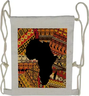 Lunarable African Drawstring Backpack, Abstract Map Design, Sackpack Bag