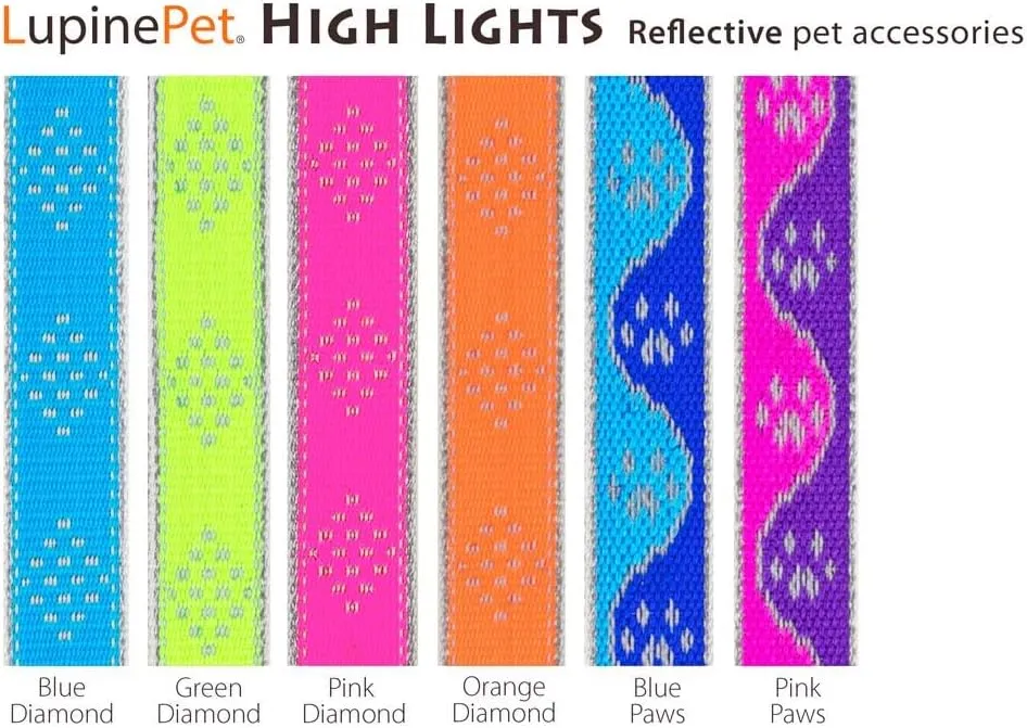 Lupine Reflective Cat and Small Pet H-Style Harness in 1/2" Wide Blue Paws with 9" to 14" Adjustable Girth