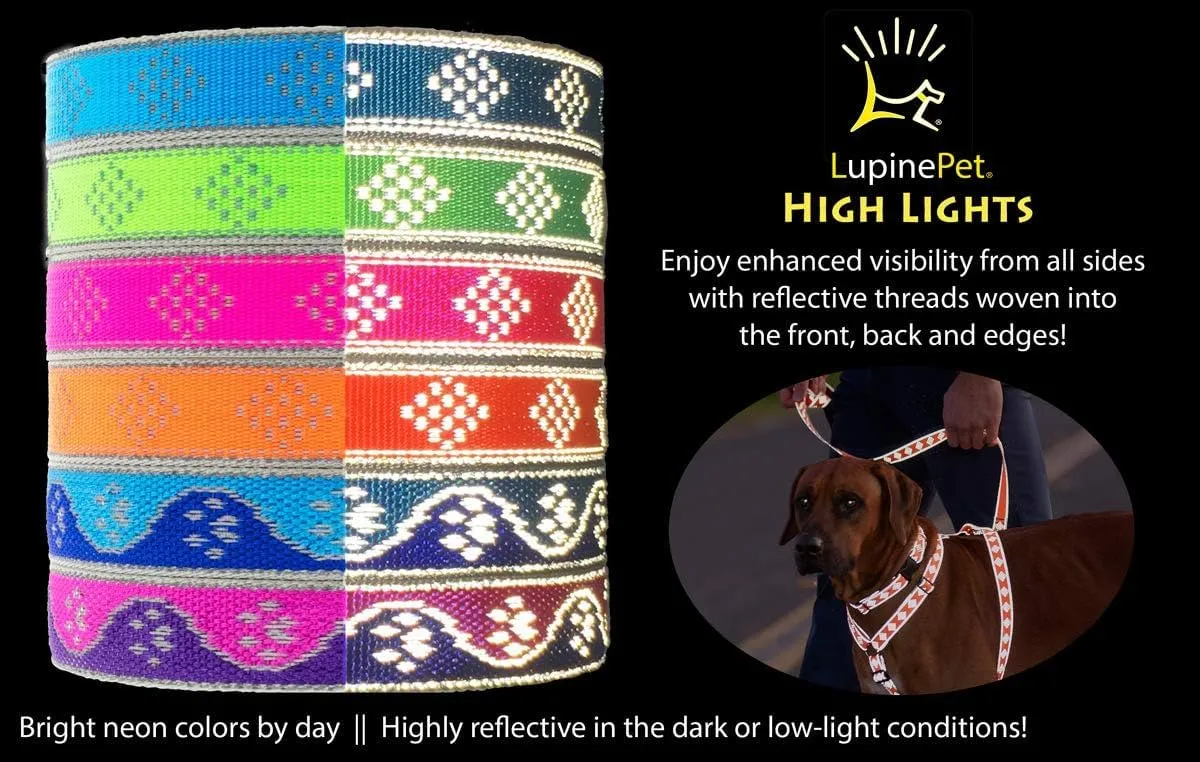 Lupine Reflective Cat and Small Pet H-Style Harness in 1/2" Wide Blue Paws with 9" to 14" Adjustable Girth
