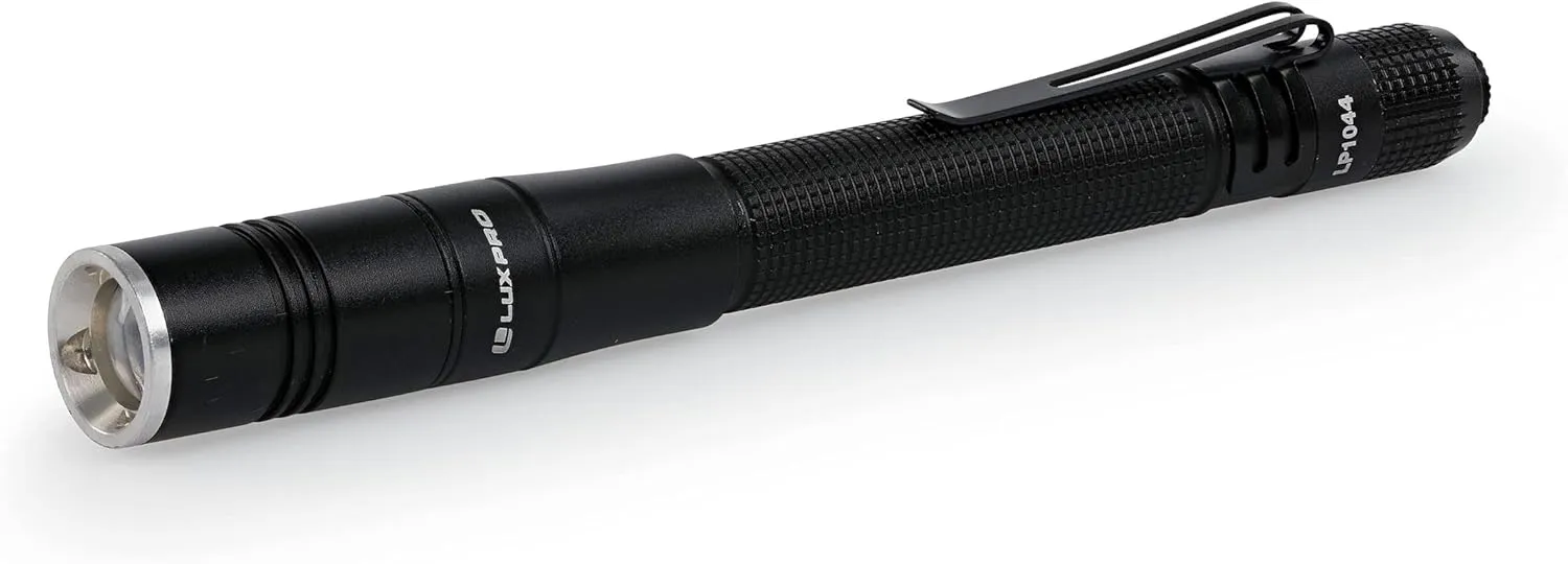 LUXPRO Dual Power Rechargeable Focusing LED Penlight Flashlight with Pocket Clip, 360 Lumen, USB Cable