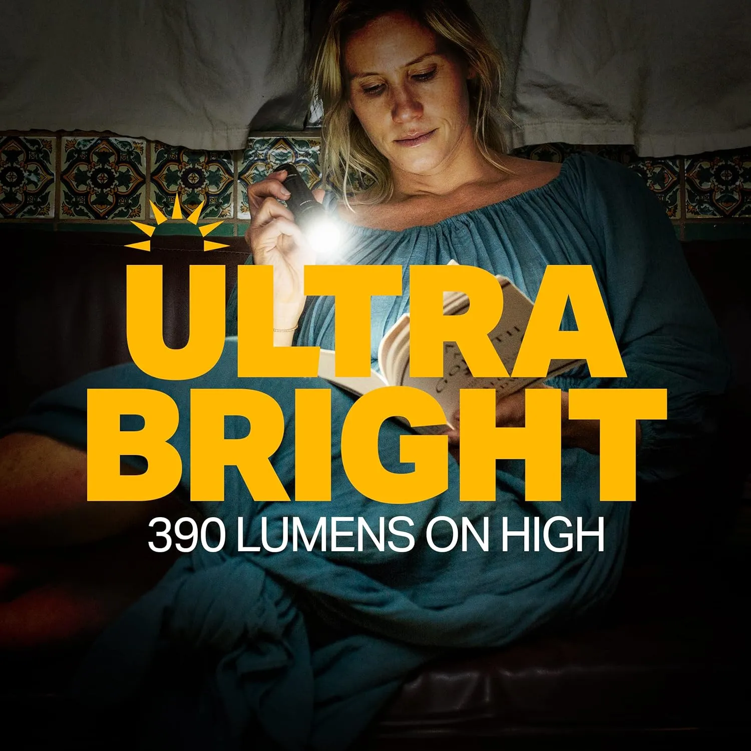 LUXPRO Zoom Focus 390 Lumen LED Handheld Flashlight - Features Patented TackGrip and Aircraft-Grade Aluminum - Pocket-Sized Camping Accessories with Wrist Lanyard - Batteries Included