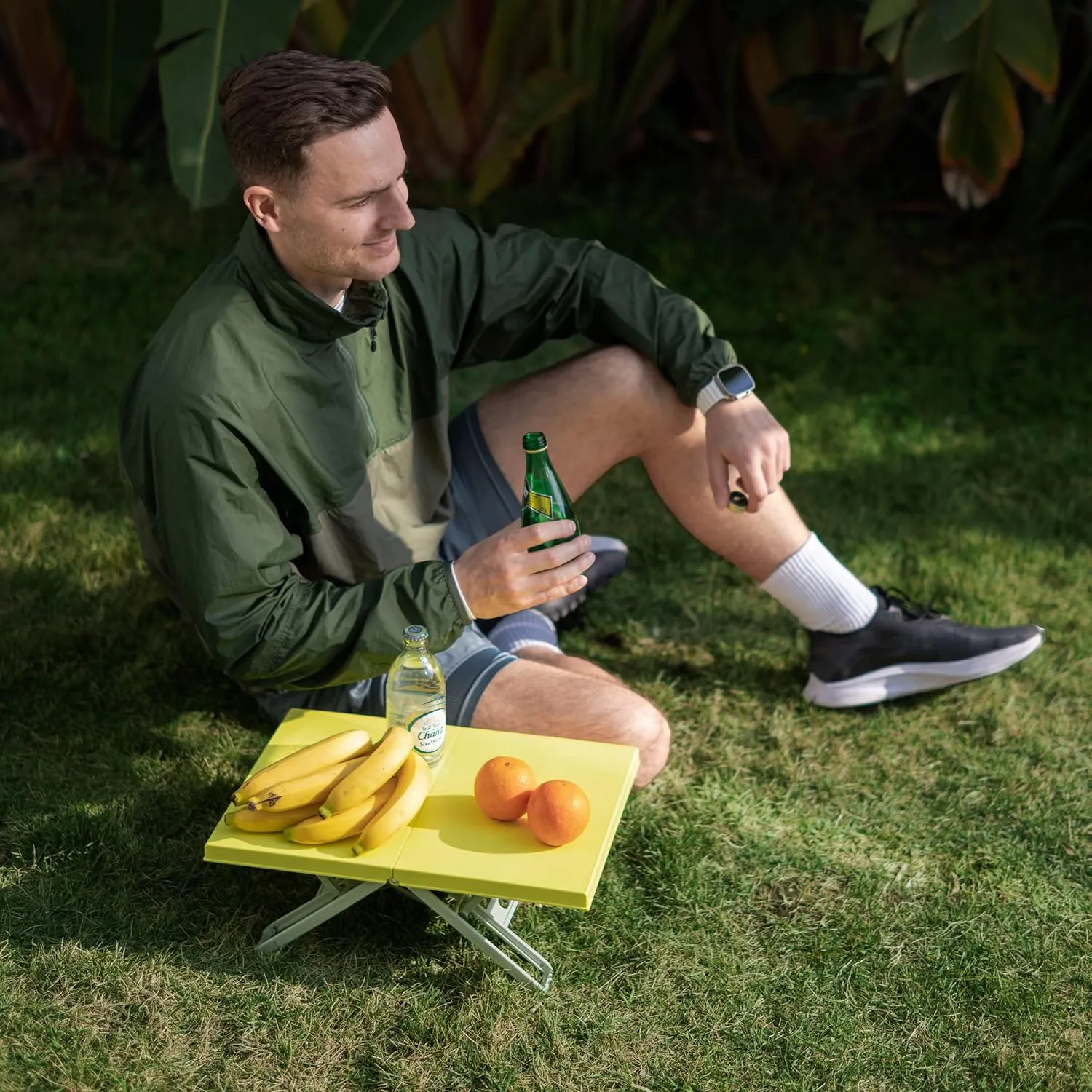 Maarch Small Beach Table for Sand Foldable, Small Laptop Tray Table, Portable Mini Low Picnic Camping Table, Lemon