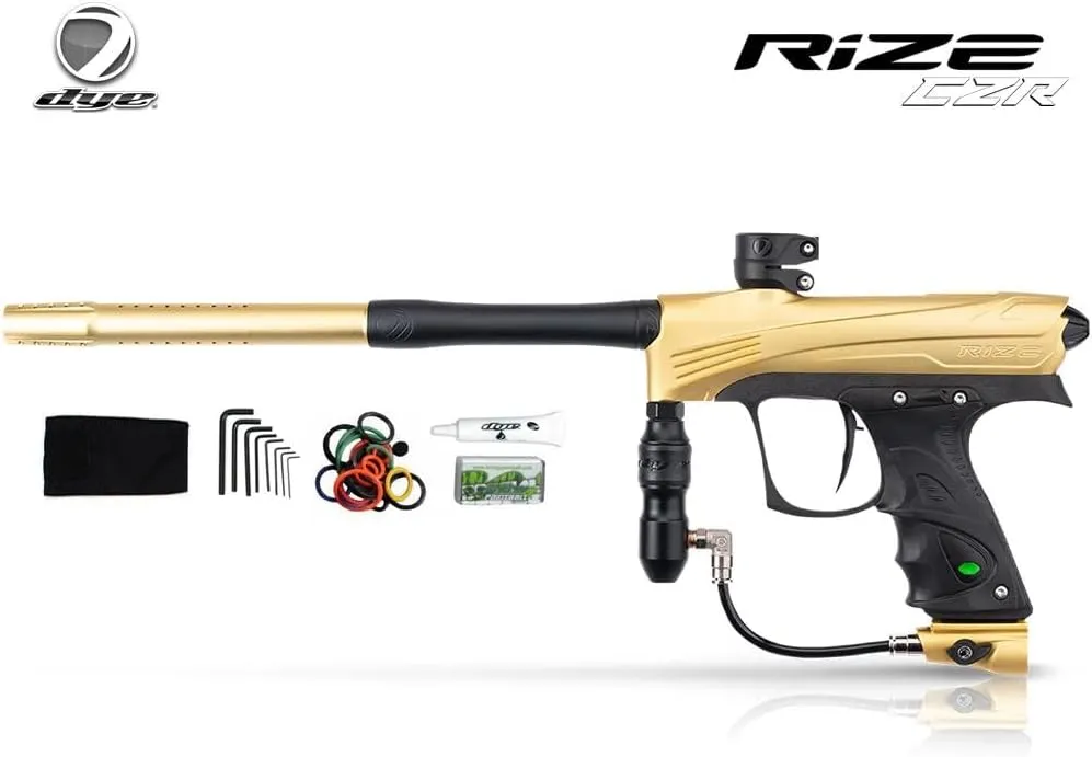 Maddog Dye Rize CZR Full Auto Paintball Gun Marker w/ 48/3000 HPA Paintball Tank, Empire Halo Too Electronic Paintball Loader, 4-Pod Paintball Harness & (4) Paintball Pods Starter Package