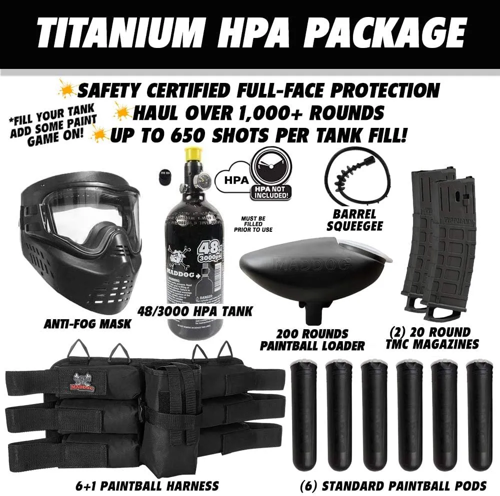 Maddog Tippmann TMC MAGFED Titanium Paintball Gun Starter Package