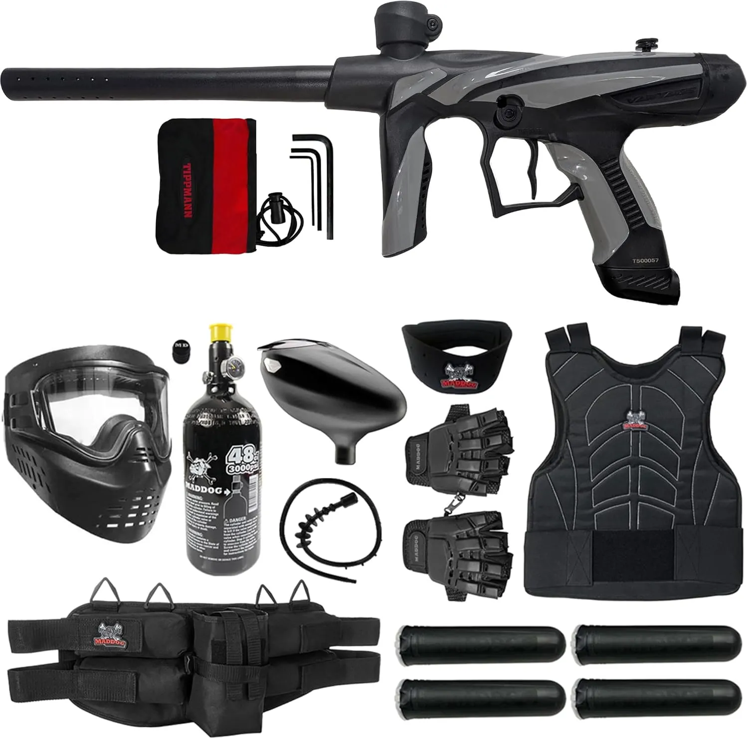 Maddog Tippmann Vantage Semi-Automatic .68 Caliber Protective Paintball Gun Marker Starter Package