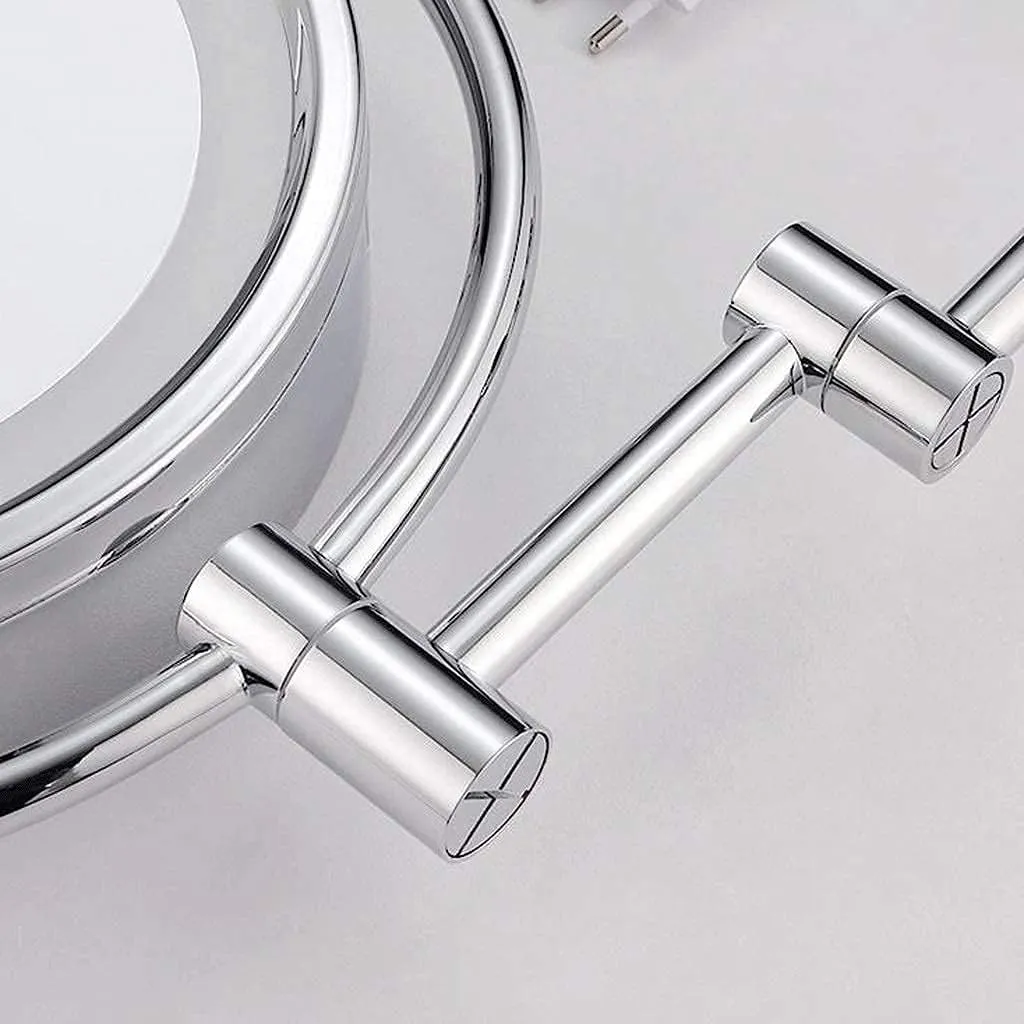 Makeup Mirror Vanity Mirror LED Illuminated Bathroom Wall Mounted Double-Sided Magnification 360° Rotating Extendable Cosmetic Mirror(B,7X)