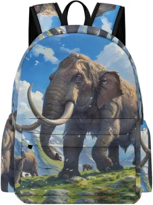 Mammoth Family Oil Painting Travel Backpack 16.5 Inch Lightweight Laptop Bag Daypack for Men Women