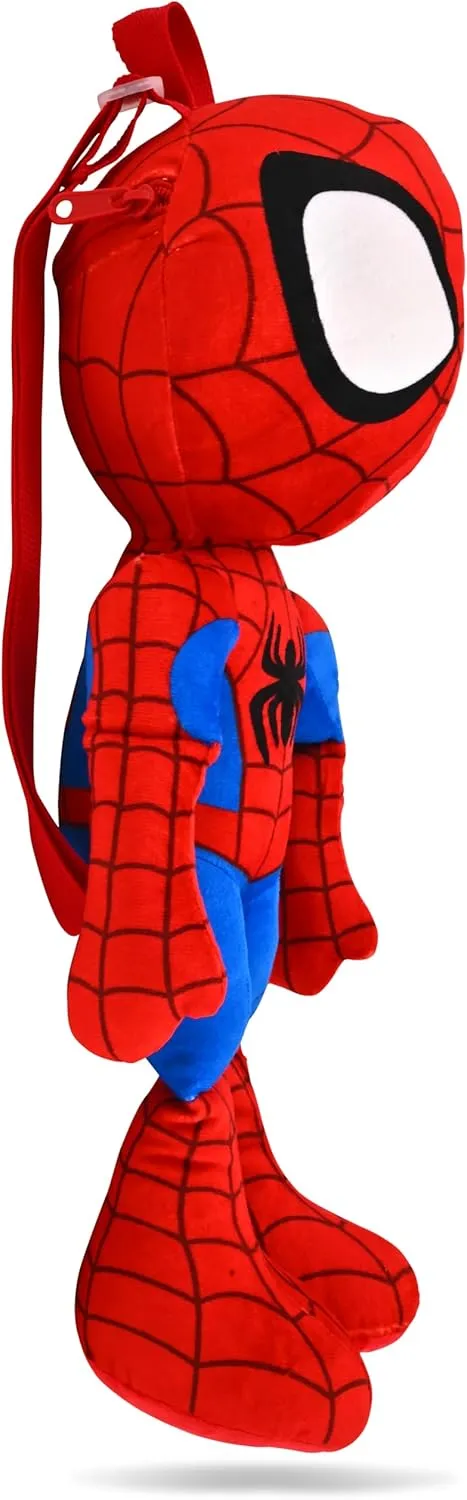 Marvel Spidey and his Amazing Friends Boys' Kids Plush Toy Backpack - 18 Inch, Adjustable Straps, Zipper Closure (Spidey)