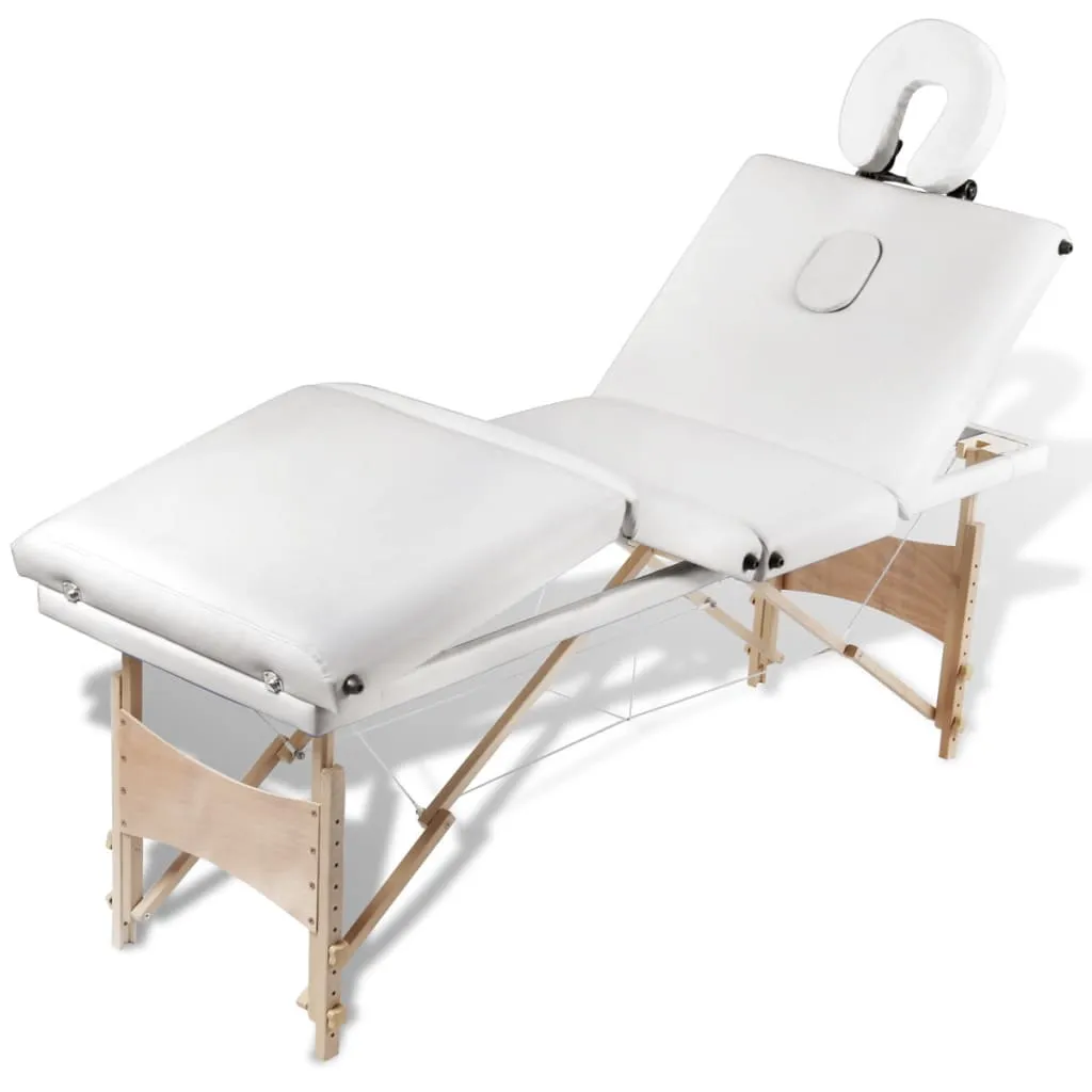 Massage Table with Wooden Frame Portable Salon Therapy Table 4 Zones