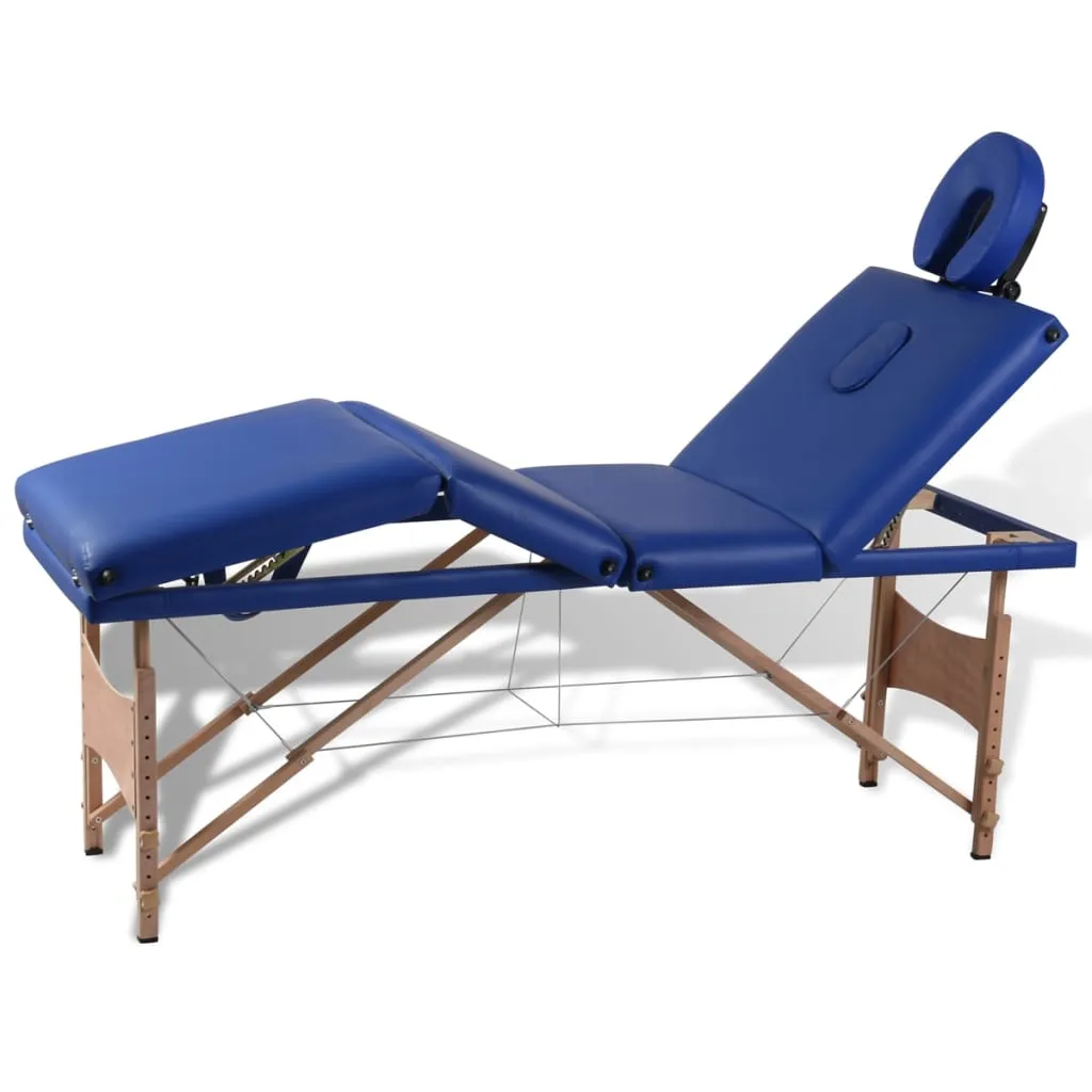 Massage Table with Wooden Frame Portable Salon Therapy Table 4 Zones
