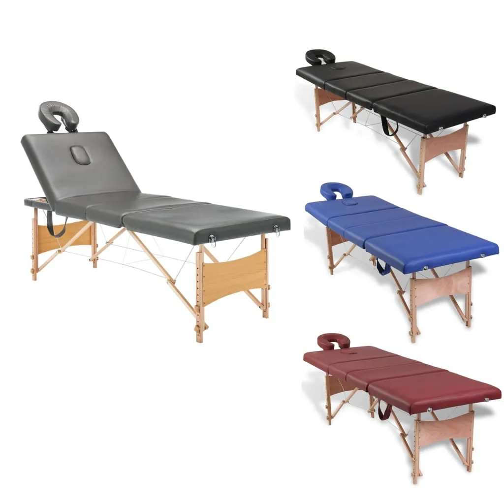 Massage Table with Wooden Frame Portable Salon Therapy Table 4 Zones