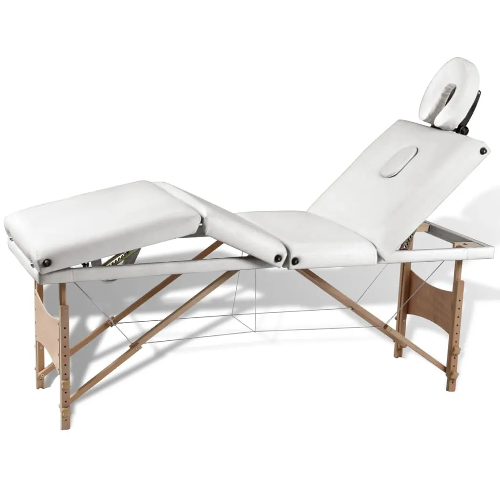 Massage Table with Wooden Frame Portable Salon Therapy Table 4 Zones