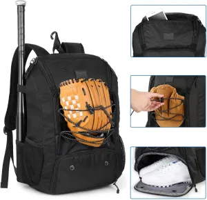 MATEIN Baseball Backpack, Softball Bat Bag with Shoes Compartment，Expandable Travel Backpack With Shoe Compartment