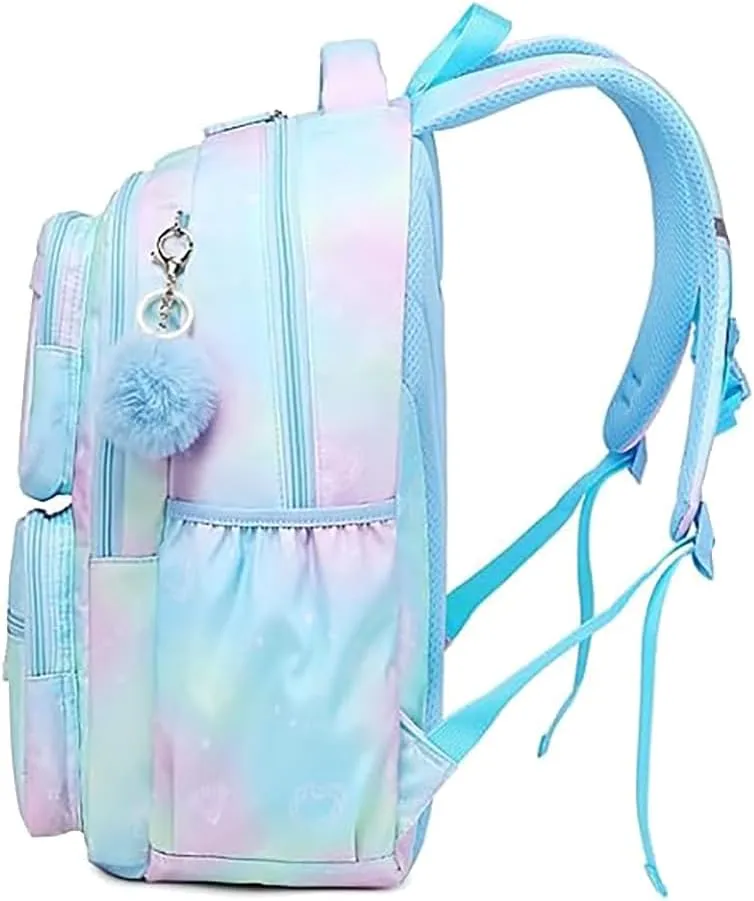 MATMO Multi-Pocket Girls Boys School Backpack Kids Student Bookbag Travel Daypack (Blue)