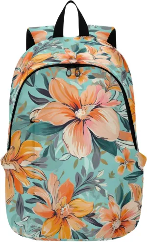 MCHIVER Travel Backpack Colorful Hibiscus Flowers Casual Daypack Backpacks Lightweight Carry on Bag Water Resistant Hiking Backpack for Women and Men