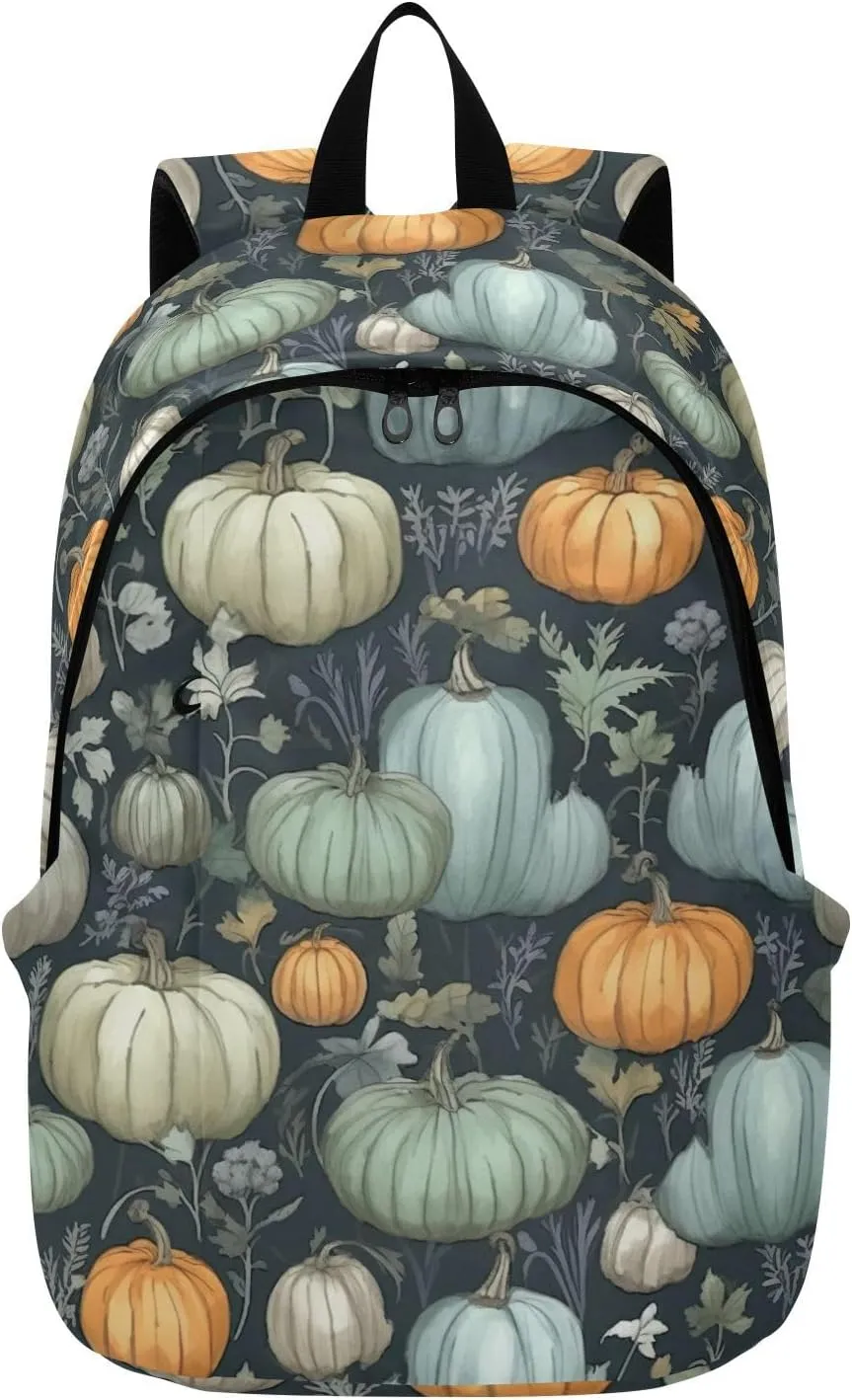 MCHIVER Travel Backpack Colorful Pumpkin Leaves Casual Daypack Backpacks Lightweight Carry on Bag Water Resistant Hiking Backpack for Women Men