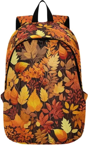 MCHIVER Travel Backpack Fall Watercolor Leaves Casual Daypack Backpacks Lightweight Carry on Bag Water Resistant Hiking Backpack for Women and Men
