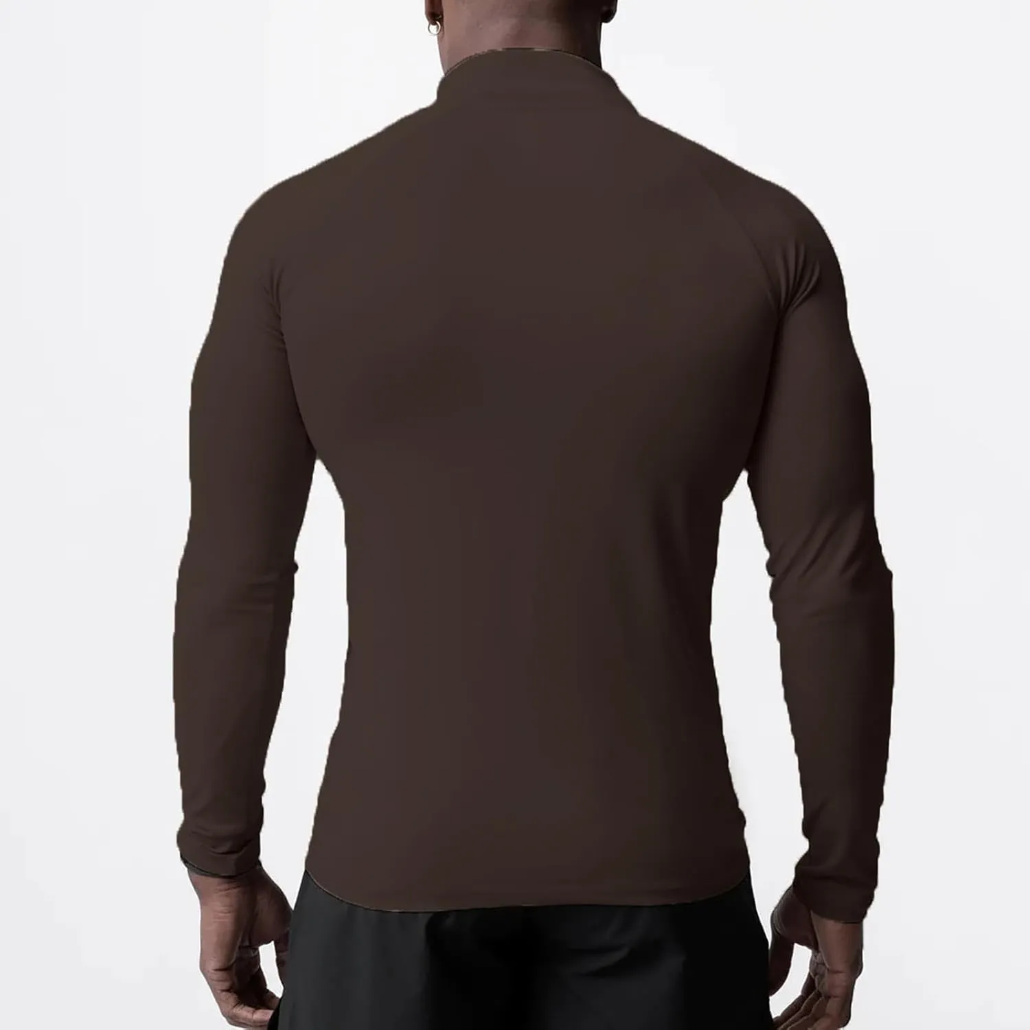 Men Rash Guard Shirt UPF 50 Sun Protection Fishing Long Sleeve Shirt Swim Mock Turtleneck Pullover for Hiking Running
