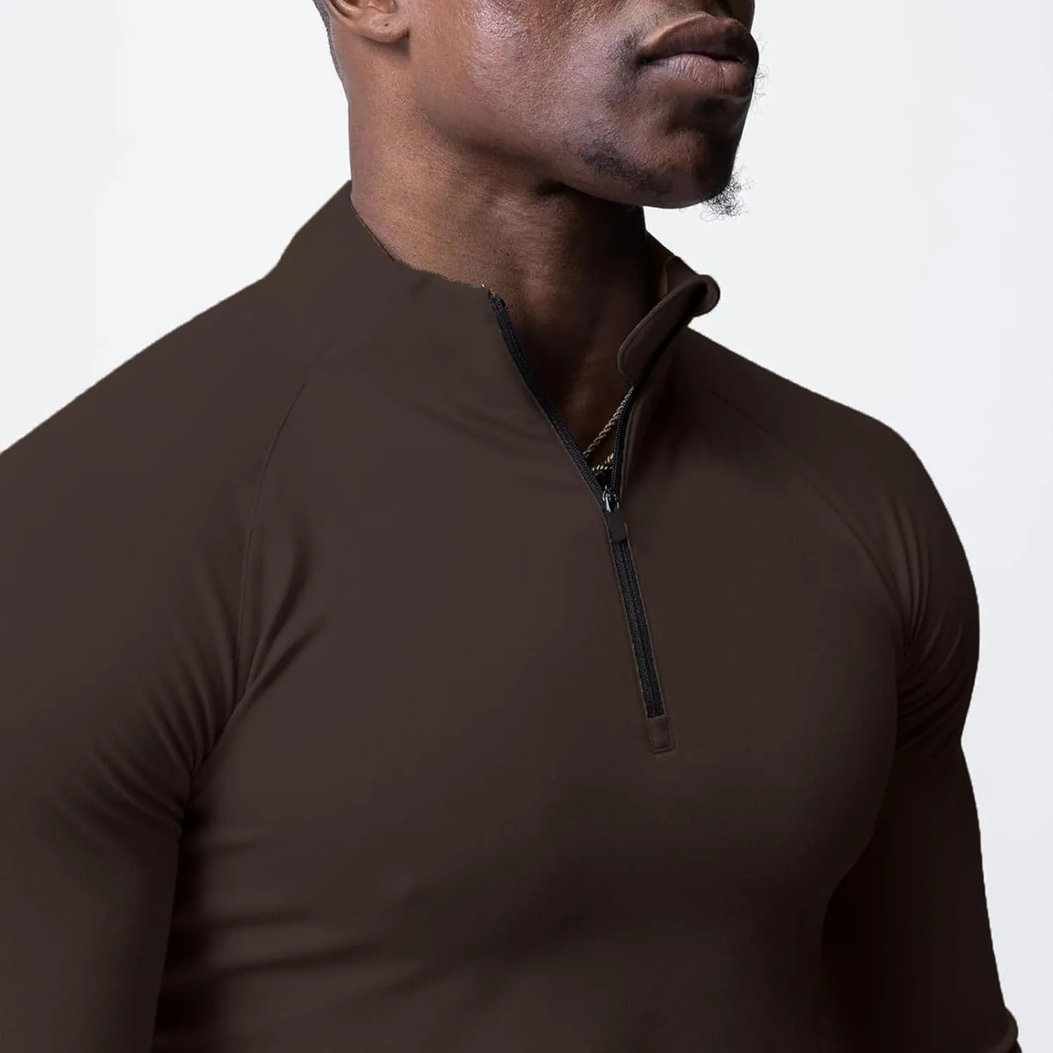 Men Rash Guard Shirt UPF 50 Sun Protection Fishing Long Sleeve Shirt Swim Mock Turtleneck Pullover for Hiking Running