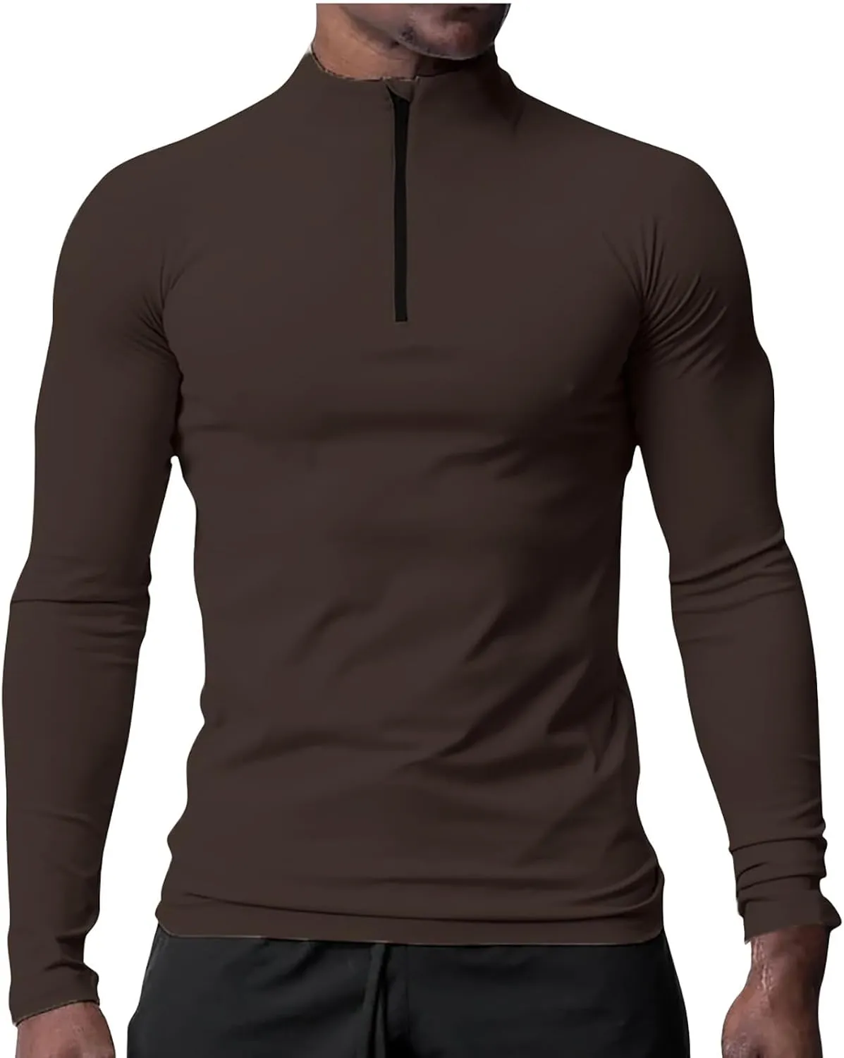 Men Rash Guard Shirt UPF 50 Sun Protection Fishing Long Sleeve Shirt Swim Mock Turtleneck Pullover for Hiking Running
