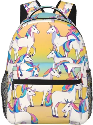 Men Women Lightweight Magical Unicorn Art Daypack Bookbag Big Capacity Carry On Bag With Side Pockets for Camping Travel Bicycle