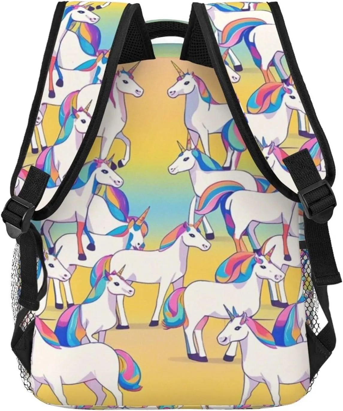 Men Women Lightweight Magical Unicorn Art Daypack Bookbag Big Capacity Carry On Bag With Side Pockets for Camping Travel Bicycle