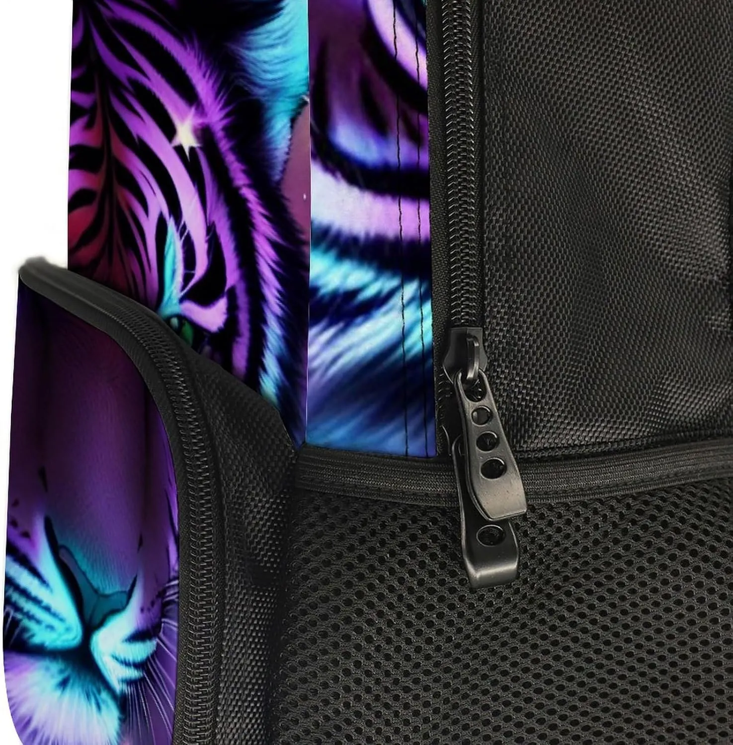Men Women Lightweight Mystic Fantasy Galaxy Sky Fantasy Tiger Wild Animals Boho Style Daypack Bookbag Big Capacity Carry On Bag With Side Pockets for Camping Travel Bicycle