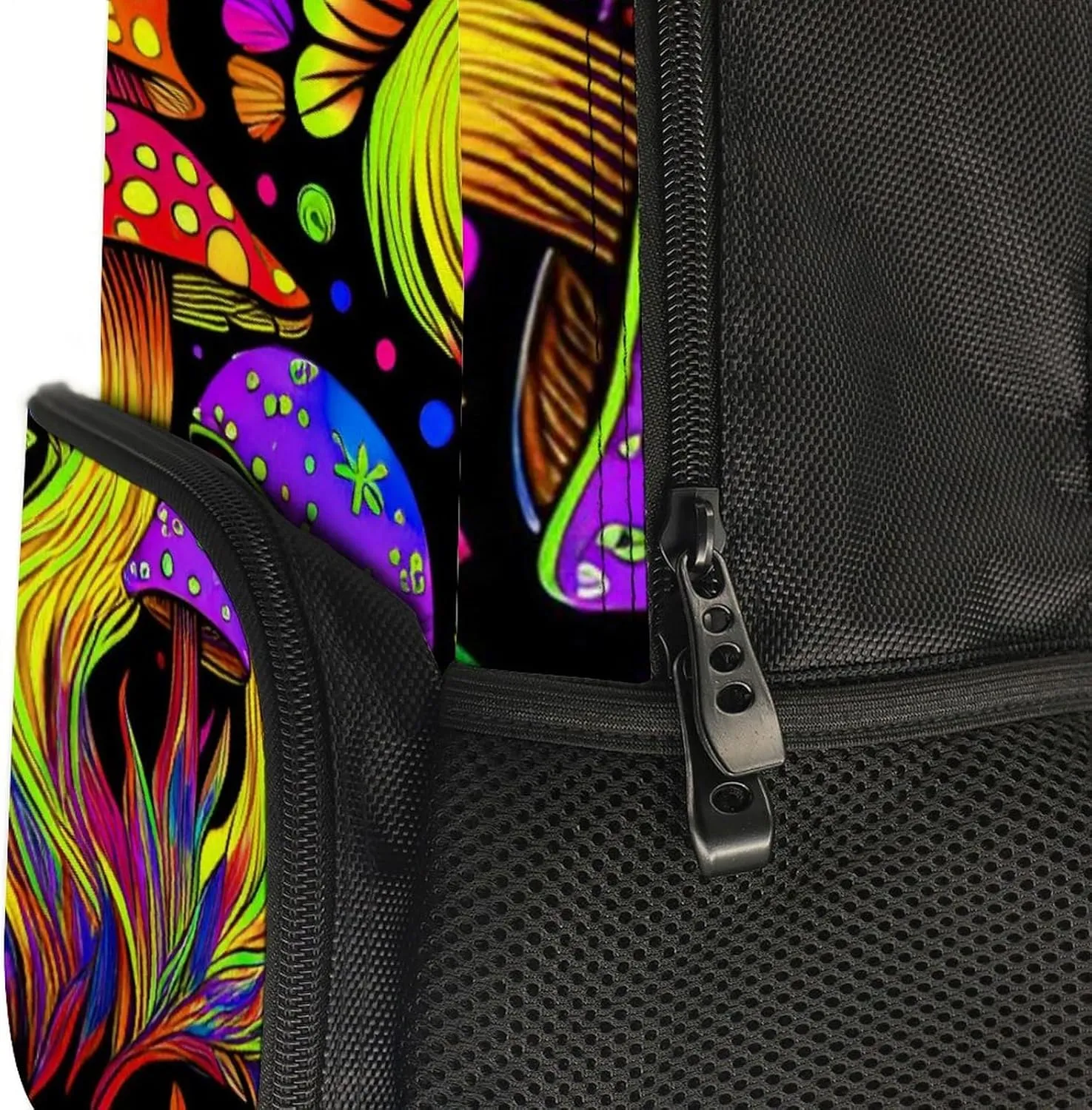 Men Women Lightweight Psychedelic Mushroom Trippy Magic Art Daypack Bookbag Big Capacity Carry On Bag With Side Pockets for Camping Travel Bicycle