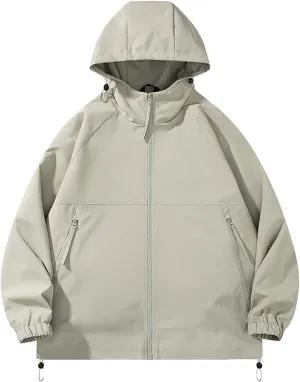 Men's Rain Jacket Waterproof Hooded Lightweight Breathable Active Outdoor Raincoat for Outdoor Cycling Hiking Running