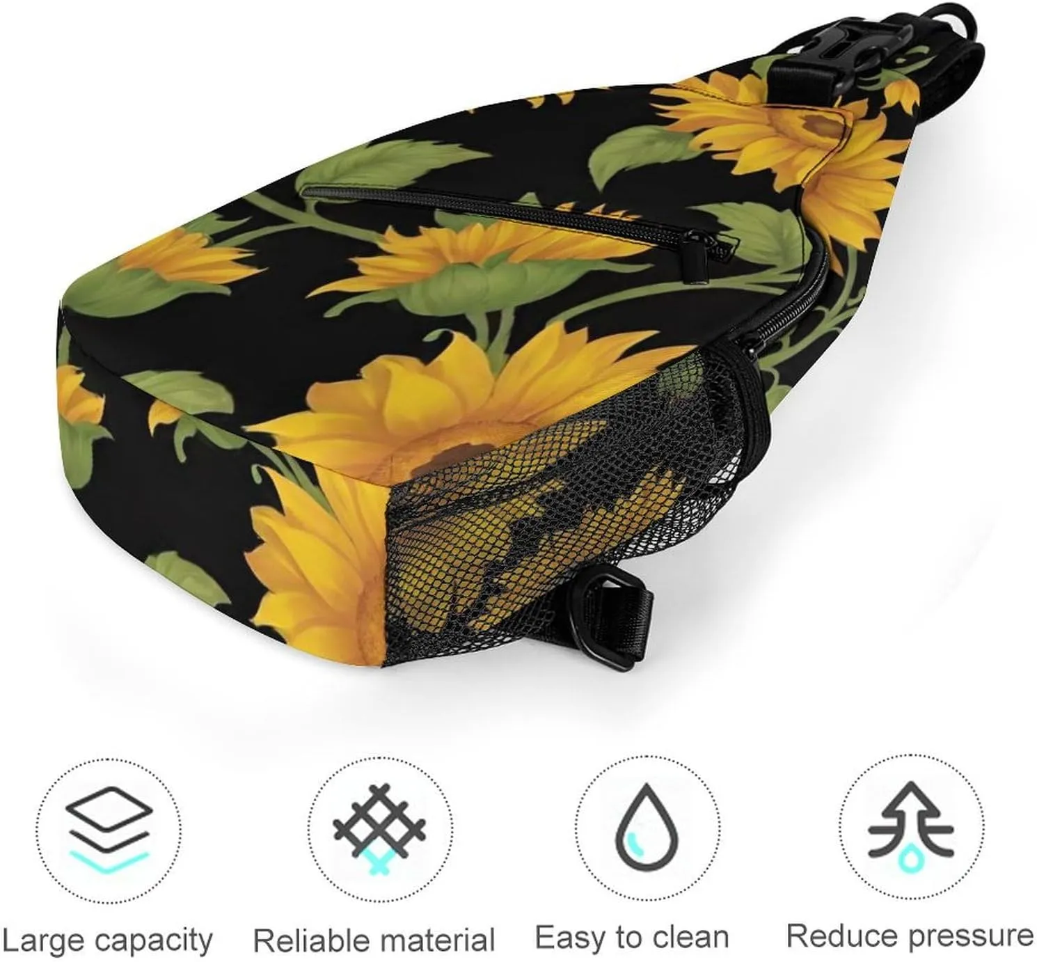 Men's Sling Bag Backpack Packable Breathable Crossbody Chest Rucksack - Beautiful Sunflower Art Anti-Theft Multipurpose Rucksack Tote Bags Crossbody Backpack