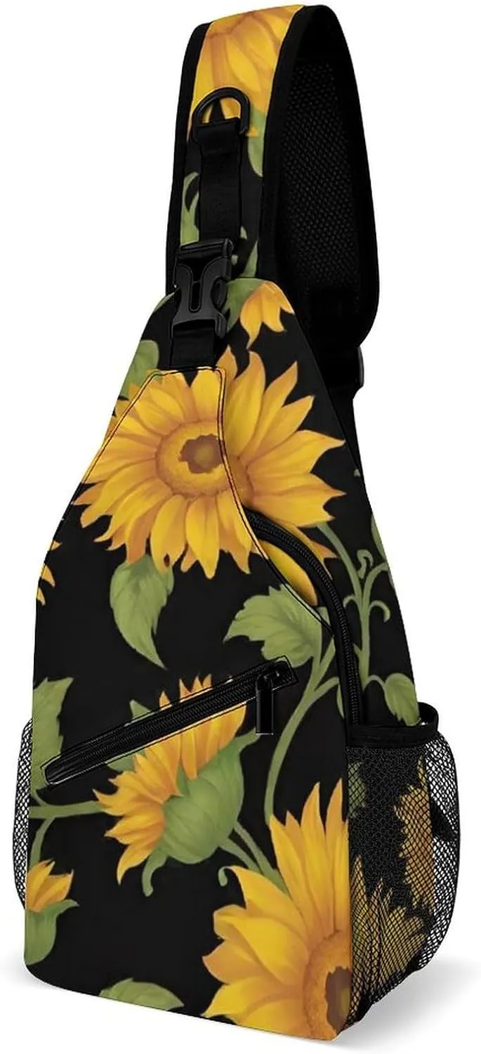 Men's Sling Bag Backpack Packable Breathable Crossbody Chest Rucksack - Beautiful Sunflower Art Anti-Theft Multipurpose Rucksack Tote Bags Crossbody Backpack
