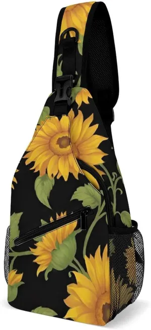 Men's Sling Bag Backpack Packable Breathable Crossbody Chest Rucksack - Beautiful Sunflower Art Anti-Theft Multipurpose Rucksack Tote Bags Crossbody Backpack