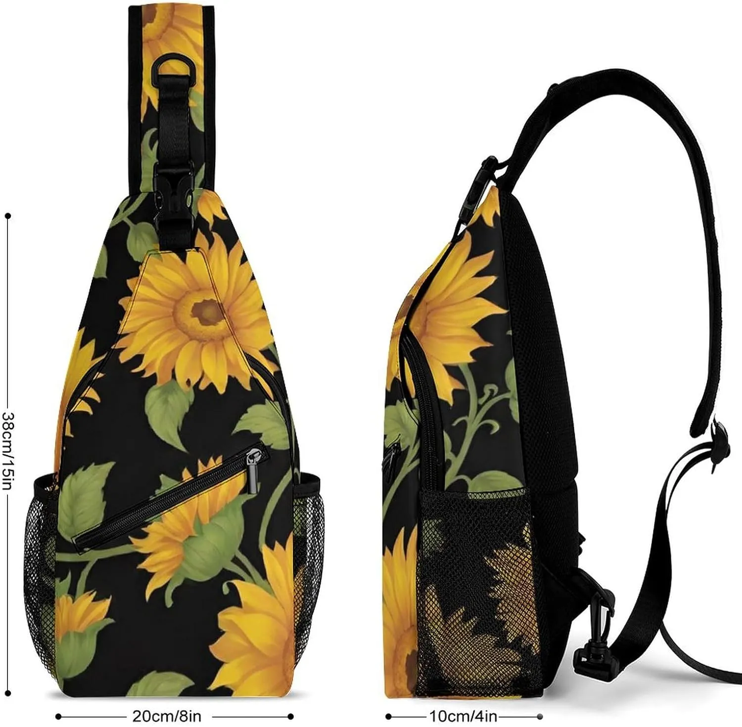 Men's Sling Bag Backpack Packable Breathable Crossbody Chest Rucksack - Beautiful Sunflower Art Anti-Theft Multipurpose Rucksack Tote Bags Crossbody Backpack
