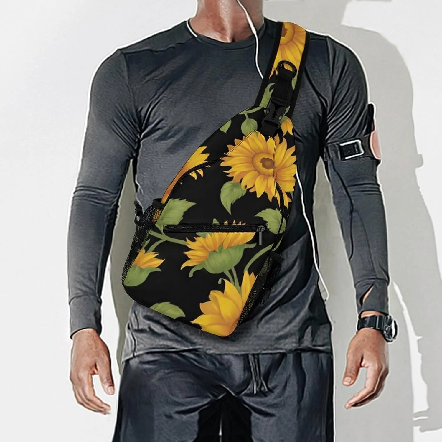 Men's Sling Bag Backpack Packable Breathable Crossbody Chest Rucksack - Beautiful Sunflower Art Anti-Theft Multipurpose Rucksack Tote Bags Crossbody Backpack