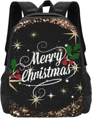 Merry Christmas Glitter And Sparkle Holiday Lightweight Packable Backpack Travel Casual Hiking Daypack Foldable Backpack For Men Women