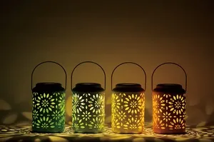 Metal Garden Solar Light Lantern S/4