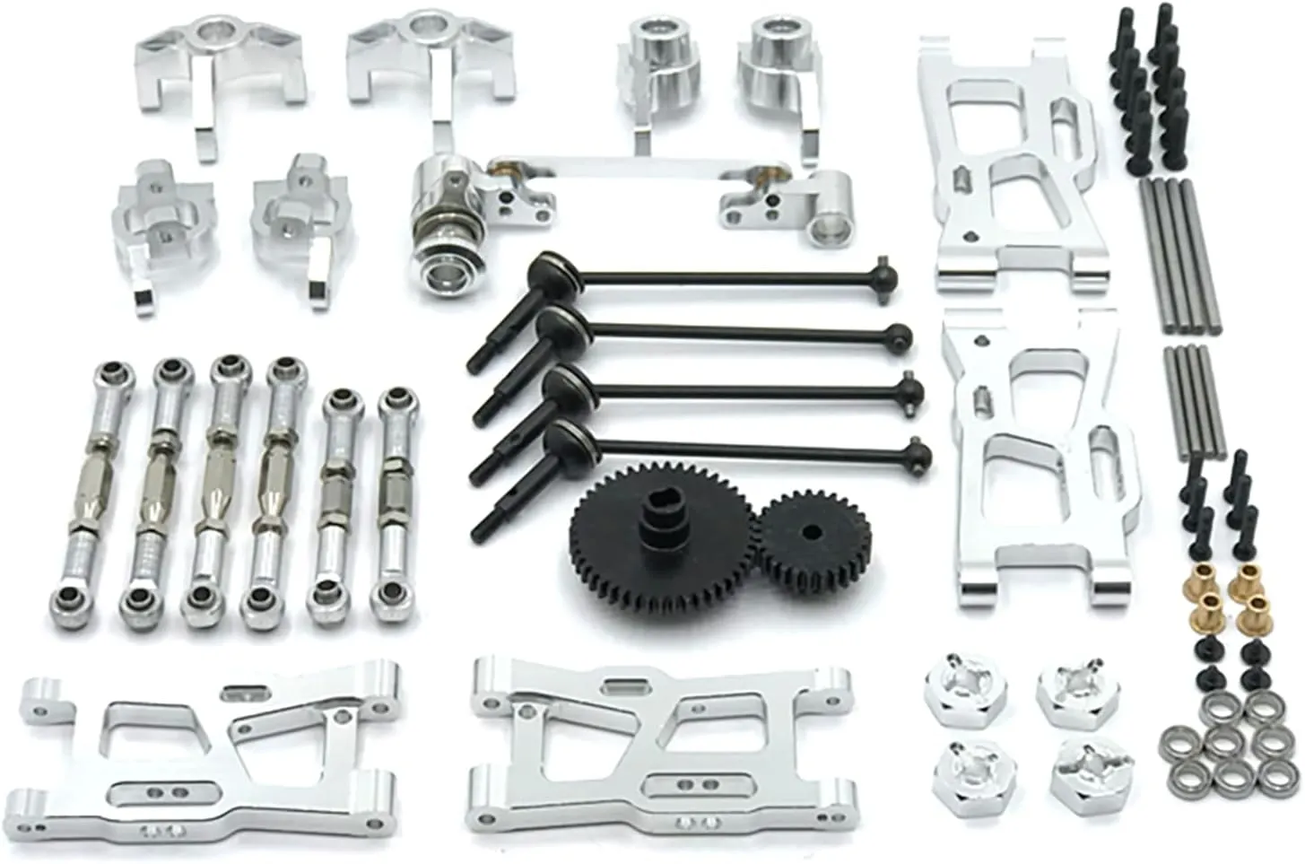 Metal Upgrade Accessories Kit for Wltoys Perishable Parts of 1/12 124016 124017 124018 124019 ＆ 1/14 144010 144001 144002 Rc Cars, Aluminum Alloy Material, with Pull Rods Drive Shaft, for Adult